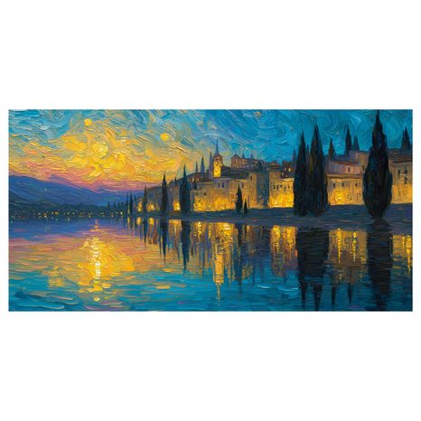 WANDBILD ABENDLICHE STADTLICHTER - BILDER VON STÄDTEN - BILDER