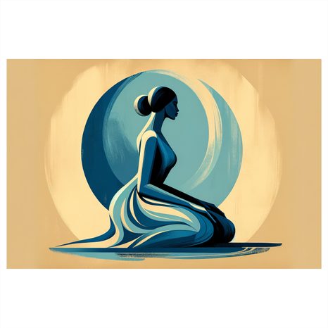 WANDBILD MEDITIERENDE FRAU IN BLAU - WANDBILDER FRAUEN - BILDER
