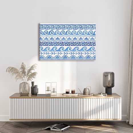 TABLEAU SUR TOILE – ORNEMENT GREC BLEU ET BLANC - TABLEAUX PAR THÈME - TABLEAUX