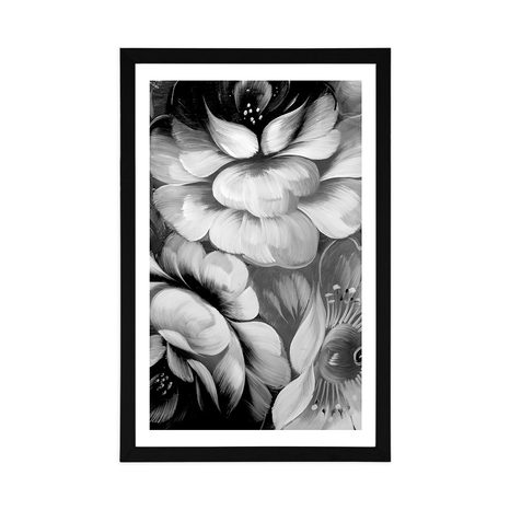 POSTER – MONDO IMPRESSIONISTA DEI FIORI IN BIANCO E NERO - NERO E BIANCO - POSTER