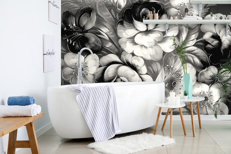 CARTA DA PARATI AUTOADESIVA – FIORI IN BIANCO E NERO - CARTA DA PARATI AUTOADESIVE - CARTA DA PARATI