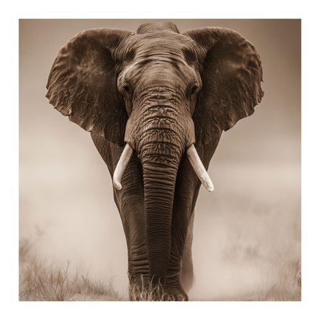 OBRAZ AFRICKÝ SLON V MLZE - OBRAZY SLONI - OBRAZY