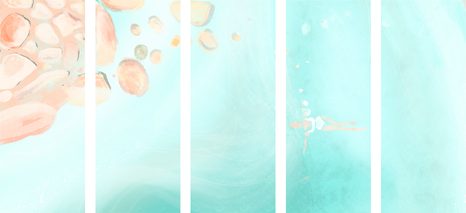 QUADRI 5 PEZZI – DONNA SUL MARE APERTO - QUADRI ASTRATTO - STAMPE E QUADRI