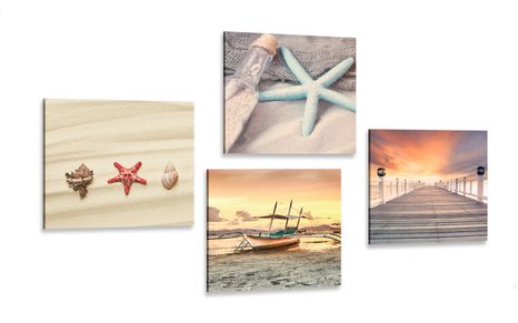 CANVAS PRINT SET SEA AND BEACH JEWELS - SET OF PICTURES - PICTURES