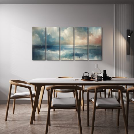 5-TEILIGES WANDBILD RUHIGES MEER IN PASTELLTÖNEN - ABSTRAKTE BILDER - BILDER