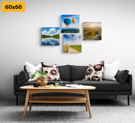 SET OBRAZŮ VÝHLED NA NÁDHERNOU PŘÍRODU - SESTAVY OBRAZŮ - OBRAZY