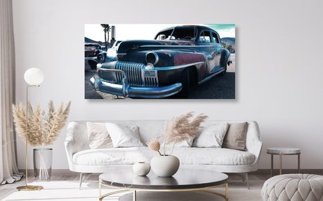 QUADRO SU TELA – AUTO NEL CIMITERO DI AUTO - QUADRI VINTAGE E RETRÒ - STAMPE E QUADRI