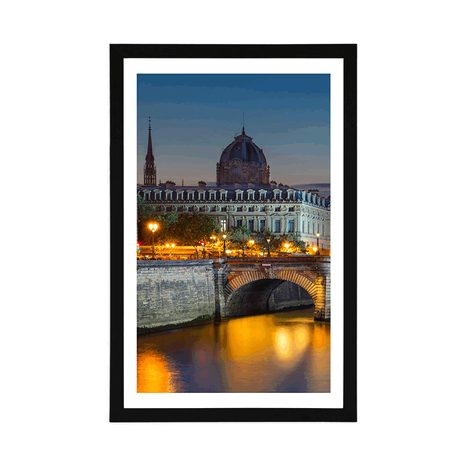 PLAKÁT S PASPARTOU OSLŇUJÍCÍ PANORAMA PAŘÍŽE - MĚSTA - PLAKÁTY