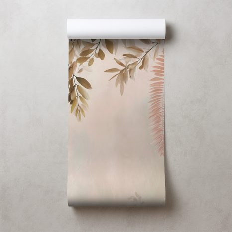 TAPET FRUNZE ROZ DESCHIS ȘI BEJ - TAPETE FRUNZE - TAPETURI