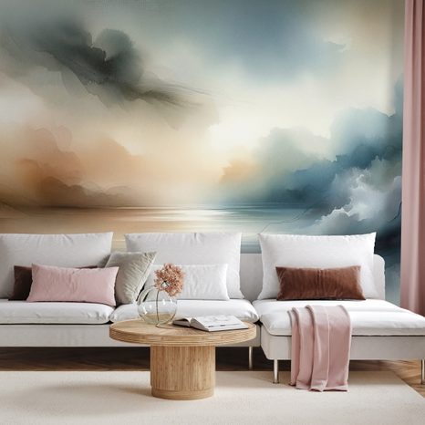 FOTOTAPETE ABSTRAKTE AQUARELLLANDSCHAFT - ABSTRAKTE TAPETEN - TAPETEN