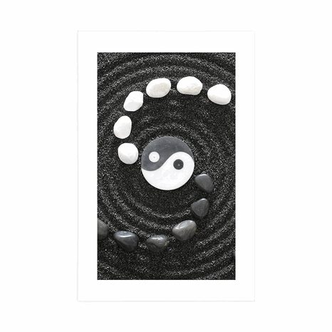 AFFICHE AVEC PASSE-PARTOUT – COMPOSITION HARMONIEUSE YIN ET YANG - NOIR ET BLANC - AFFICHES
