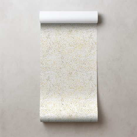 TAPETA ZLATÉ PUNTÍKY NA BÍLÉM POZADÍ - VZOROVANÉ TAPETY - TAPETY