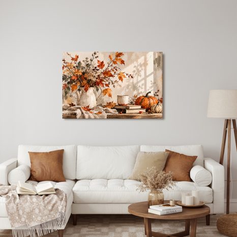 QUADRO SU TELA – NATURA MORTA AUTUNNALE CON ZUCCHE - QUADRI DI NATURE MORTE - STAMPE E QUADRI