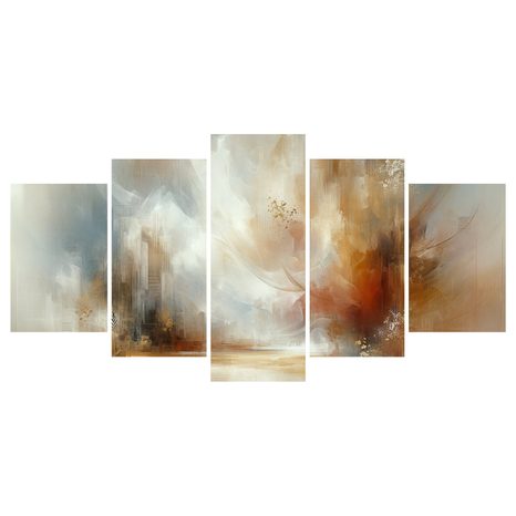 5-TEILIGES WANDBILD WARME FARBEN IN ABSTRAKTION - WANDBILDER ABSTRAKTE FORMEN - BILDER
