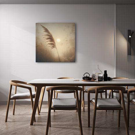 WANDBILD PAMPASGRAS IM SONNENLICHT - BILDER VON SONNENAUFGANG UND SONNENUNTERGANG - BILDER