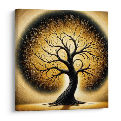 WANDBILD GOLDENER LEBENSBAUM - BILDER BÄUME DES LEBENS - BILDER