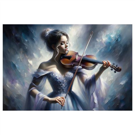 WANDBILD ROMANTISCHE VIOLINISTIN - WANDBILDER FRAUEN - BILDER