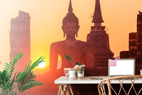 FOTOTAPETA SOCHA BUDHY UPROSTŘED KAMENŮ - TAPETY FENG SHUI - TAPETY