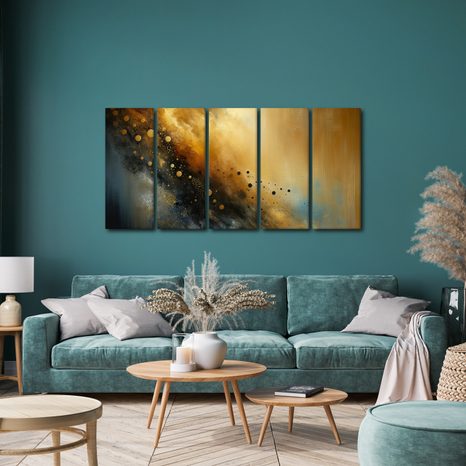 5-DÍLNÝ OBRAZ ZLATÁ EXPLOZE VESMÍRU - OBRAZY ABSTRAKTNÍ TVARY - OBRAZY