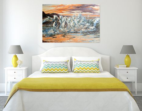 WANDBILD WASSERPFERDE - BILDER TIERE - BILDER