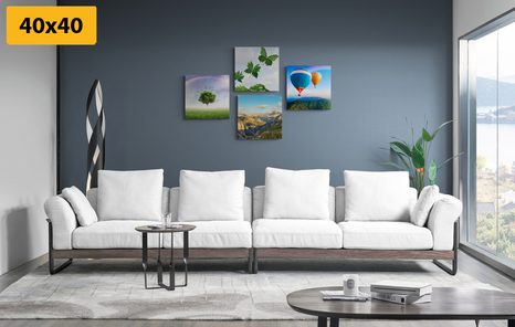 SET OBRAZŮ PŘELET BALÓNEM NAD ZEMÍ - SESTAVY OBRAZŮ - OBRAZY