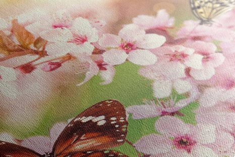 SLIKA SPOMLADANSKI CVETOVI Z EKSOTIČNIMI METULJI - SLIKE ŽIVALI - SLIKE