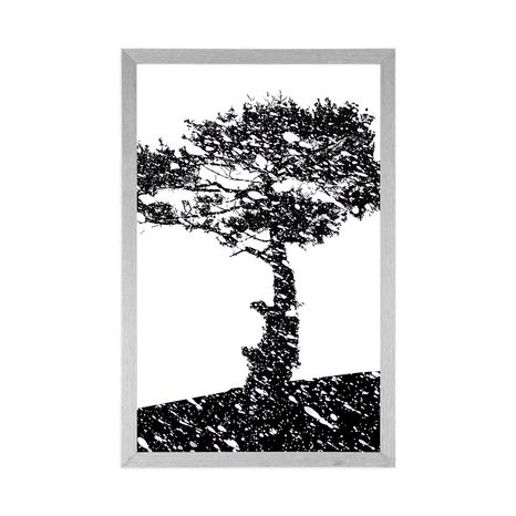 PLAGÁT SILUETA STROMU - ČIERNOBIELE - PLAGÁTY