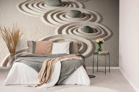 FOTÓTAPÉTA ZEN KÖVEK HOMOKOS KÖRÖKBEN - FENG SHUI TAPÉTÁK - TAPÉTÁK