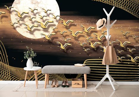 SELBSTKLEBENDE TAPETE FLIEGENDE VÖGEL BEIM VOLLMOND - SELBSTKLEBENDE TAPETEN - TAPETEN