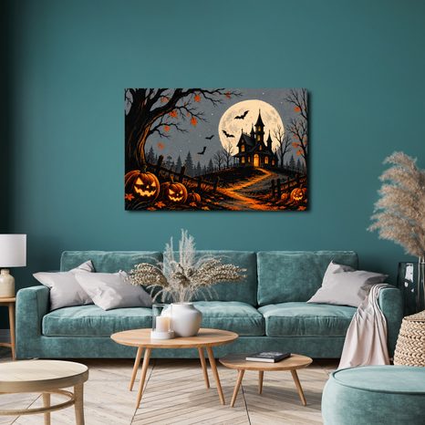 WANDBILD SPUKHAUS UNTER DEM VOLLMOND - HALLOWEEN- UND HORROR-BILDER - BILDER