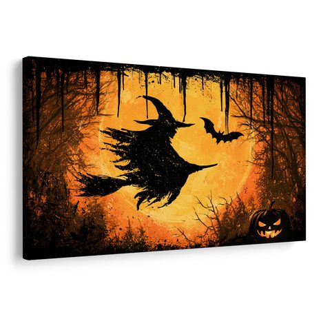 WANDBILD HEXE IM FLUG BEI MONDSCHEIN - HALLOWEEN- UND HORROR-BILDER - BILDER