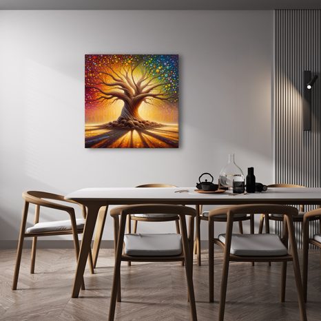 OBRAZ ZÁŘÍCÍ STROM ŽIVOTA S DUHOU - OBRAZY STROMY ŽIVOTA - OBRAZY