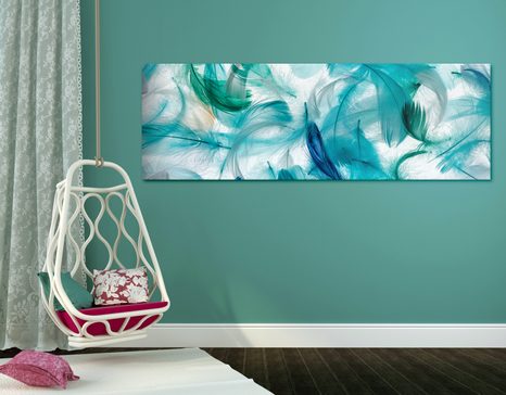 CANVAS PRINT GREEN FEATHERS - STILL LIFE PICTURES - PICTURES