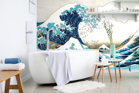 TAPETA REPRODUKCE VELKÁ VLNA Z KANAGAWA - KACUŠIKA HOKUSAI - TAPETY S IMITACÍ MALEB - TAPETY