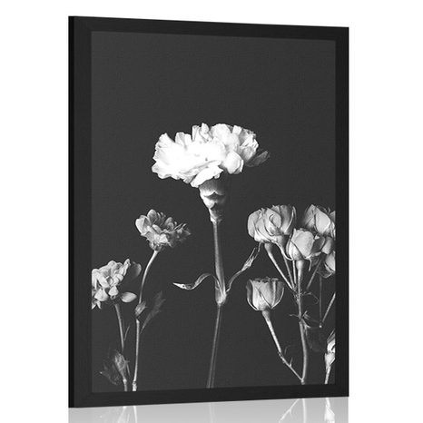 AFFICHE FLEURS ÉLÉGANTES EN NOIR ET BLANC - NOIR ET BLANC - AFFICHES