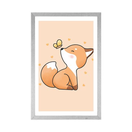 POSTER MIT PASSEPARTOUT NEUGIERIGER FUCHS - TIERE - POSTER