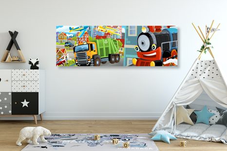 CANVAS PRINT TRAIN IN THE CITY - CHILDRENS PICTURES - PICTURES