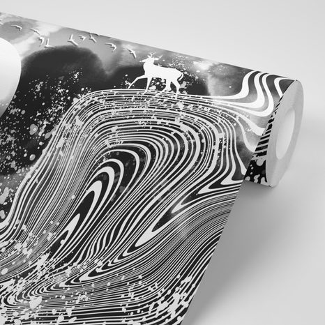 CARTA DA PARATI – PAESAGGIO MIRACOLOSO IN BIANCO E NERO - CARTA DA PARATI BIANCO E NERO - CARTA DA PARATI