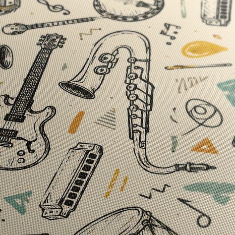 WANDBILD MUSIKINSTRUMENTE IN HARMONIE - MUSIKBILDER - BILDER