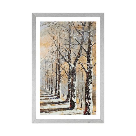 PLAKAT S PASPARTUOM ZIMSKA ALEJA STABALA - PRIRODA - PLAKATI