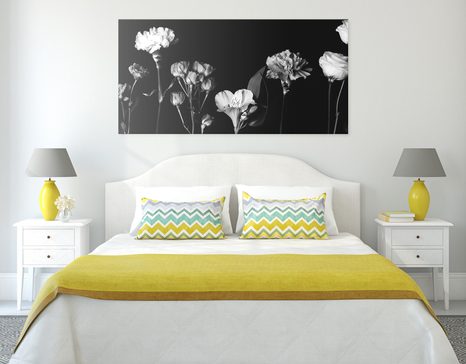 OBRAZ ELEGANTNÍ ČERNOBÍLÉ KVĚTINY - ČERNOBÍLÉ OBRAZY - OBRAZY