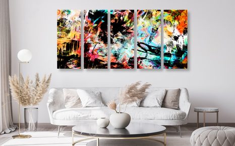 5-DÍLNÝ OBRAZ JEDINEČNÉ GRAFFITI UMĚNÍ - POP ART OBRAZY - OBRAZY