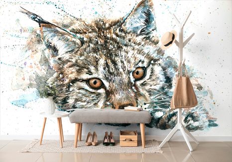 TAPETE LUCHS IN AQUARELL - TAPETEN MIT TIERMOTIVEN - TAPETEN