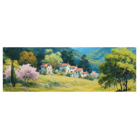 OBRAZ POHLED NA HORSKOU VESNICI - BAREVNÉ DOMY - OBRAZY