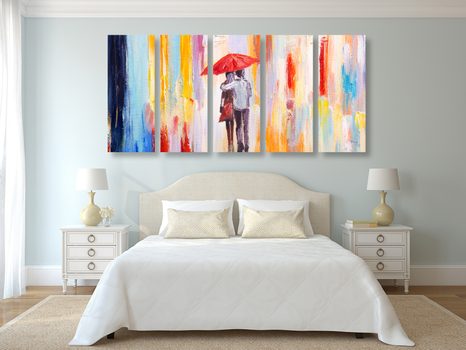 TABLOU 5-PIESE PLIMBARE ÎN PLOAIE - TABLOURI DRAGOSTE - TABLOURI