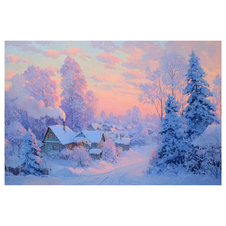 WANDBILD WEIHNACHTSDORF IN DER DÄMMERUNG - WEIHNACHTS- UND WINTERBILDER - BILDER