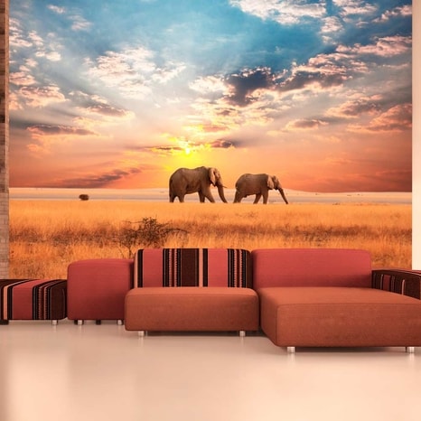 FOTO TAPETA - AFRICAN SAVANNA ELEPHANTS