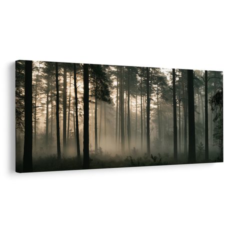 CANVASTAVLA STILLA MORGONLJUS I SKOGEN - TAVLOR MED SKOG - TAVLOR