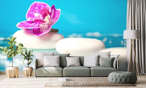 FOTOTAPETA ORCHIDEJ A ZEN KAMENY - TAPETY FENG SHUI - TAPETY