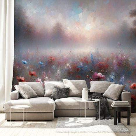 SAMOLEPÍCÍ TAPETA JEMNÉ KVĚTINY V MLŽNÉM OPARU - ΤΑΠΕΤΣΑΡΊΑ ΜΕ ΛΟΥΛΟΎΔΙΑ - ΤΑΠΕΤΣΑΡΊΕΣ